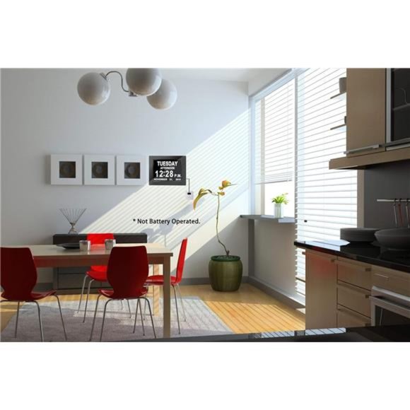 Digital Calendar Alarm Day Clock - with 8” Screen Display, am pm, 5 Alarm - Picture 5 of 5